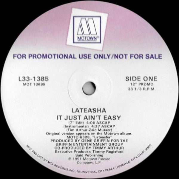 Lateasha : It Just Ain't Easy (12", Promo)