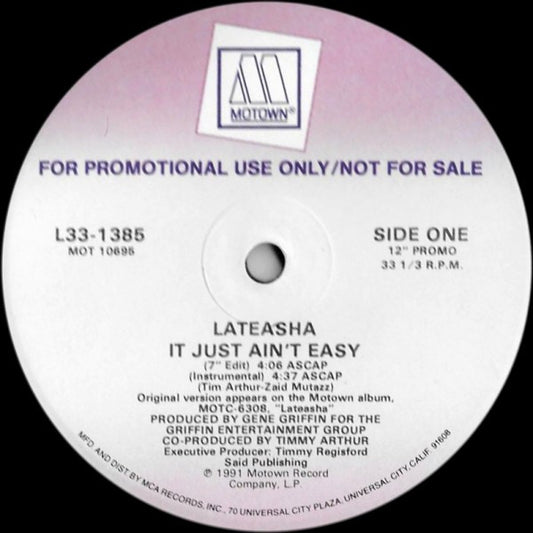 Lateasha : It Just Ain't Easy (12", Promo)