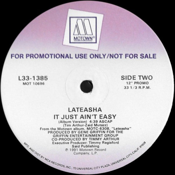 Lateasha : It Just Ain't Easy (12", Promo)