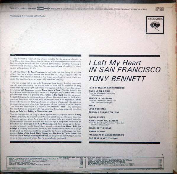 Tony Bennett : I Left My Heart In San Francisco (LP, Album, RE)