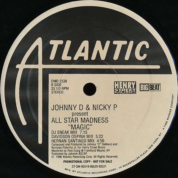 Johnny D & Nicky P Present All Star Madness : Magic (2x12", Promo)