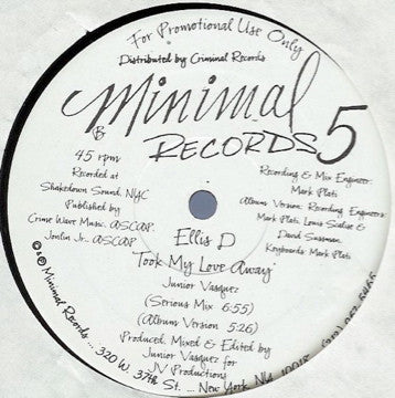 Ellis-D : Took My Love Away (12", Promo)