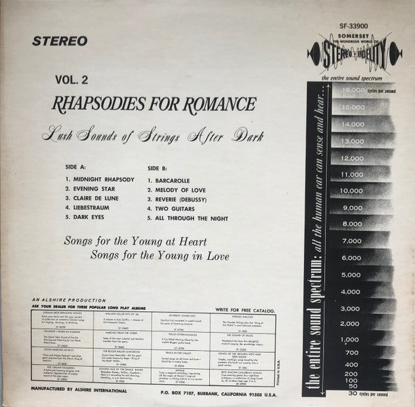 101 Strings : Rhapsodies For Romance: Vol. 2 (LP, Album)