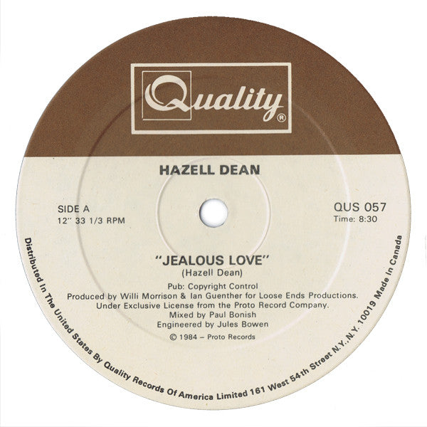Hazell Dean : Jealous Love / Evergreen (12")