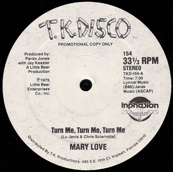 Mary Love : Turn Me, Turn Me, Turn Me / Dance To My Music (12", Promo)