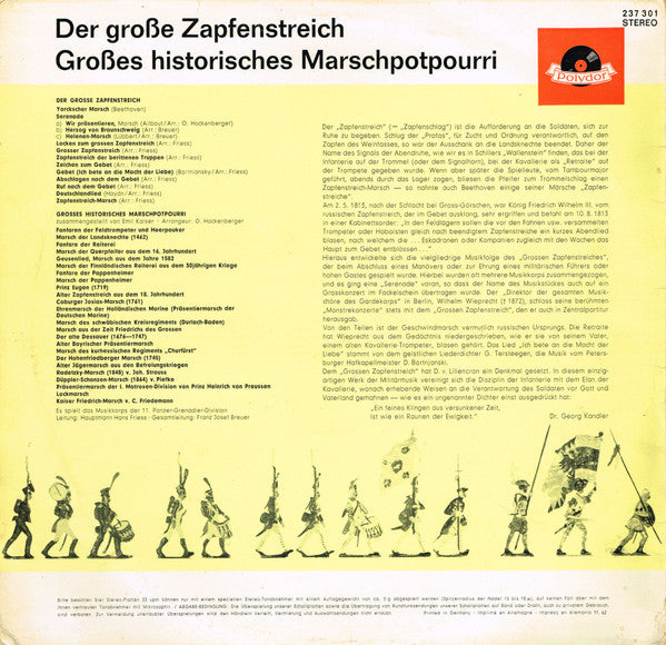 Musikkorps Der 11. Panzer-Grenadier-Division : Der Große Zapfenstreich / Großes Historisches Marschpotpourri (LP, Album)