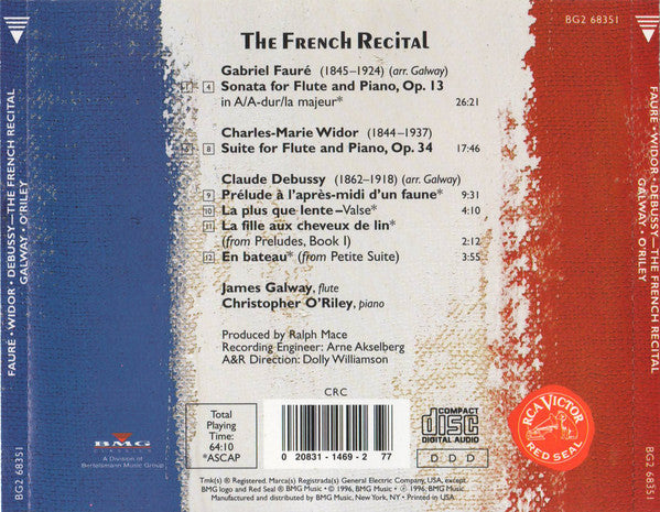 James Galway, Christopher O'Riley - Gabriel Fauré, Charles-Marie Widor, Claude Debussy : The French Recital (CD, Album, Club, CRC)