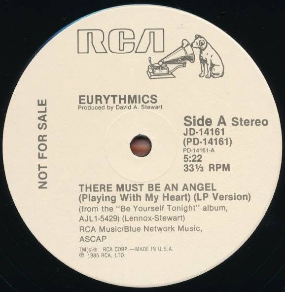 Eurythmics : There Must Be An Angel (Playing With My Heart) (12", Single, Promo)