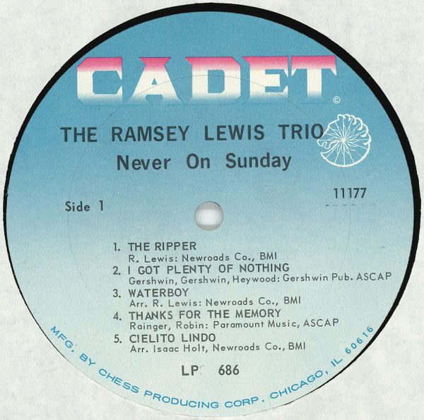 The Ramsey Lewis Trio : Never On Sunday (LP, Album, Mono, RE)