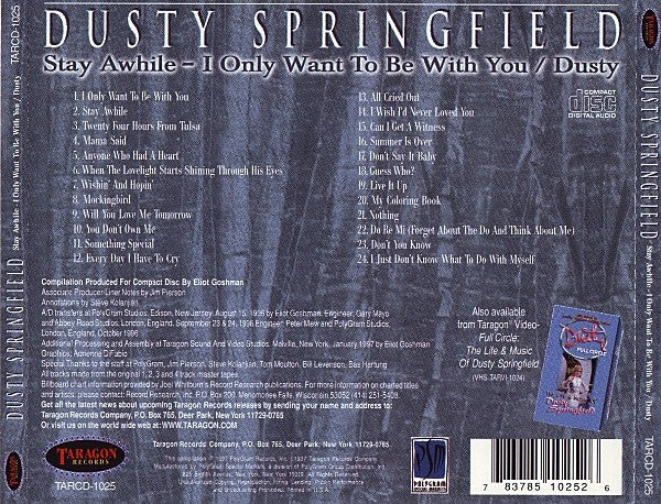 Dusty Springfield : Stay Awhile - I Only Want To Be With You / Dusty (CD, Comp, RM)