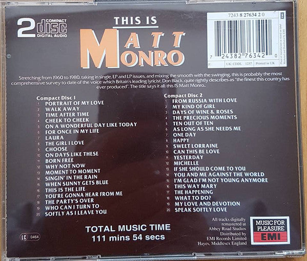 Matt Monro : This Is : Matt Monro (2xCD, Comp, Mono, RM)