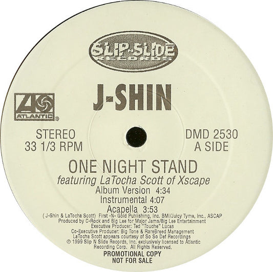 J-Shin Featuring LaTocha Scott : One Night Stand / Whatever U Want (12", Single, Promo)