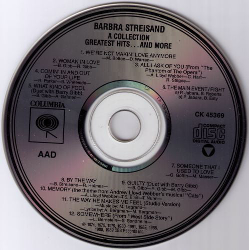 Barbra Streisand : A Collection (Greatest Hits...And More) (CD, Comp, RE, RP)