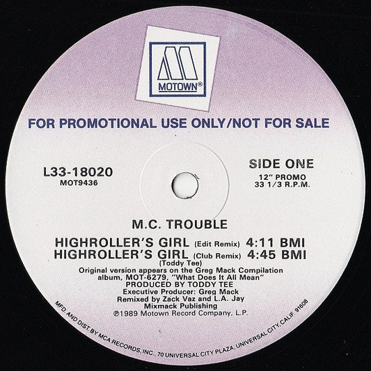 MC Trouble : Highroller's Girl (12", Promo)