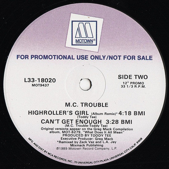 MC Trouble : Highroller's Girl (12", Promo)