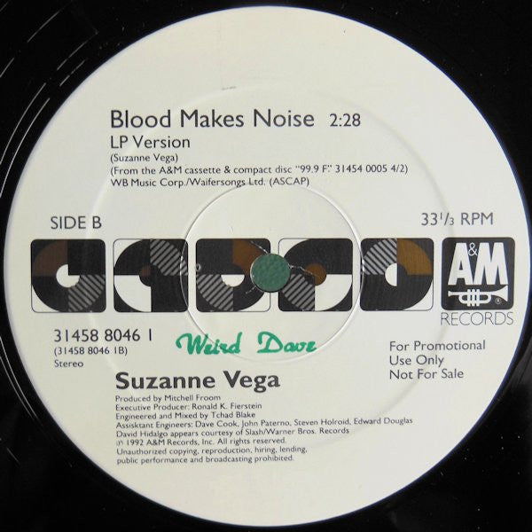 Suzanne Vega : Blood Makes Noise (12", Single, Promo)