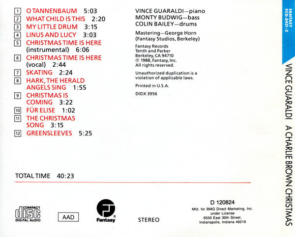 Vince Guaraldi Trio : A Charlie Brown Christmas (CD, Album, Club, RE)