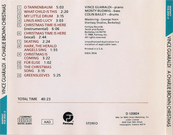 Vince Guaraldi Trio : A Charlie Brown Christmas (CD, Album, Club, RE)