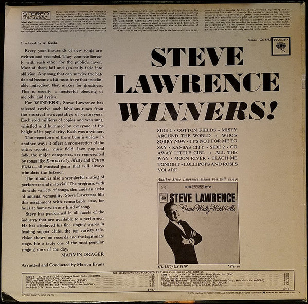Steve Lawrence (2) : Winners! (LP)