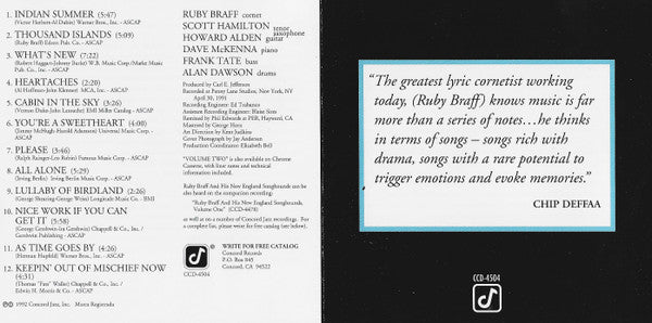 Ruby Braff & His New England Songhounds : Volume Two (CD, Album)