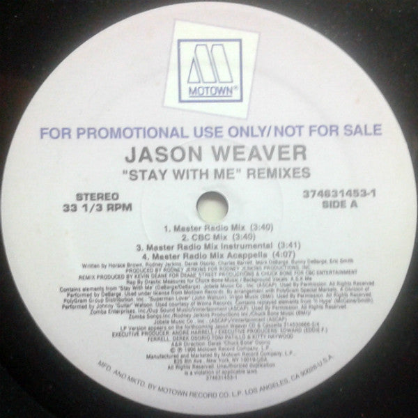 Jason Weaver : Stay With Me (Remixes) (12", Promo)