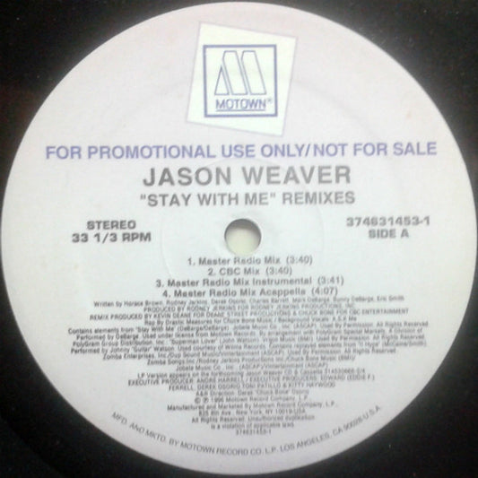 Jason Weaver : Stay With Me (Remixes) (12", Promo)