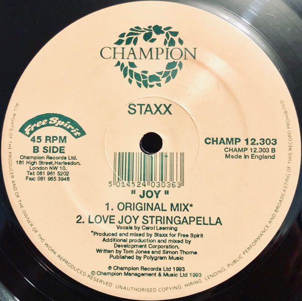 Staxx : Joy (12")