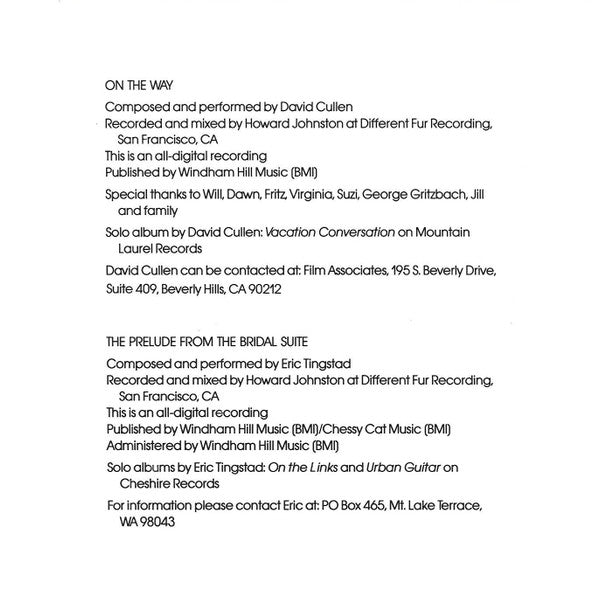 David Cullen, Eric Tingstad, Danny Heines, John Doan, James Gordon, Chris Proctor, Edward Gerhard, Bruce BecVar, Bill Mize, Andrew York, Peter Maunu : Windham Hill Records Guitar Sampler (CD, Club, Smplr)