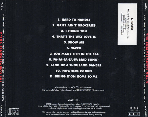 The Commitments : The Commitments Vol. 2 (Music From The Original Motion Picture Soundtrack Plus 7 Great New Tracks) (CD, Album, Club)