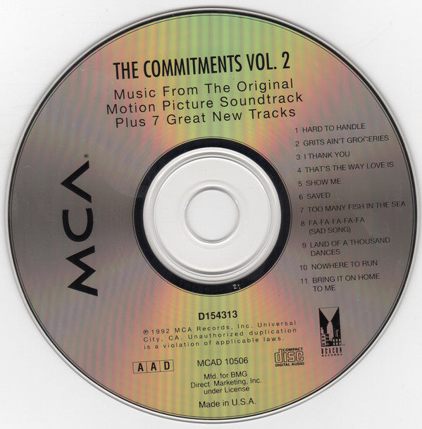 The Commitments : The Commitments Vol. 2 (Music From The Original Motion Picture Soundtrack Plus 7 Great New Tracks) (CD, Album, Club)
