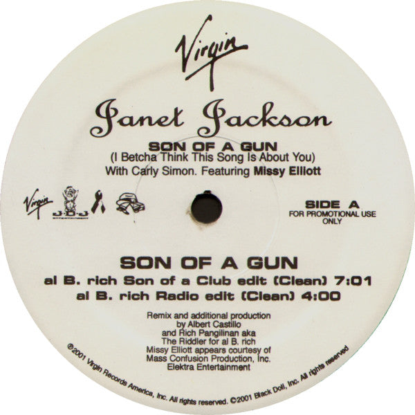 Janet Jackson With Carly Simon Featuring Missy Elliott : Son Of A Gun (I Betcha Think This Song Is About You) (12", Promo)