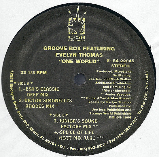 Groove Box (2) Featuring Evelyn Thomas : One World (2x12")
