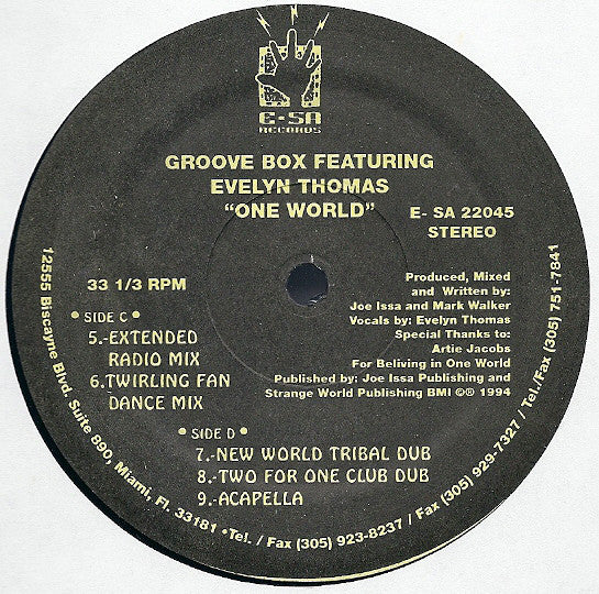 Groove Box (2) Featuring Evelyn Thomas : One World (2x12")