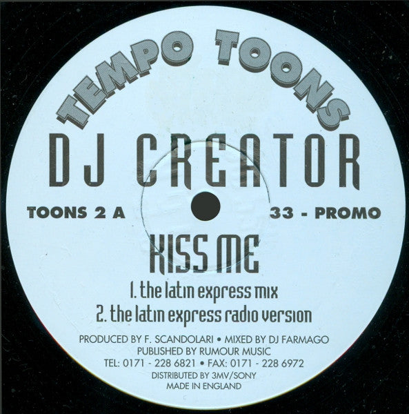DJ Creator (2) : Kiss Me (12", Promo)