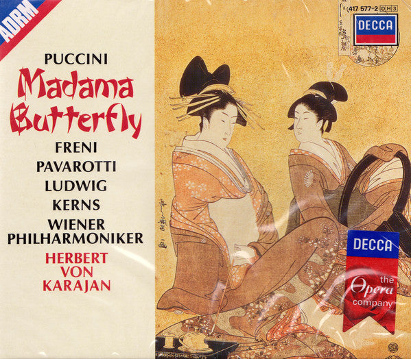 Giacomo Puccini - Mirella Freni, Luciano Pavarotti, Christa Ludwig, Robert Kerns, Wiener Philharmoniker, Herbert Von Karajan : Madama Butterfly (3xCD, Album, RE, RM + Box, Sli)