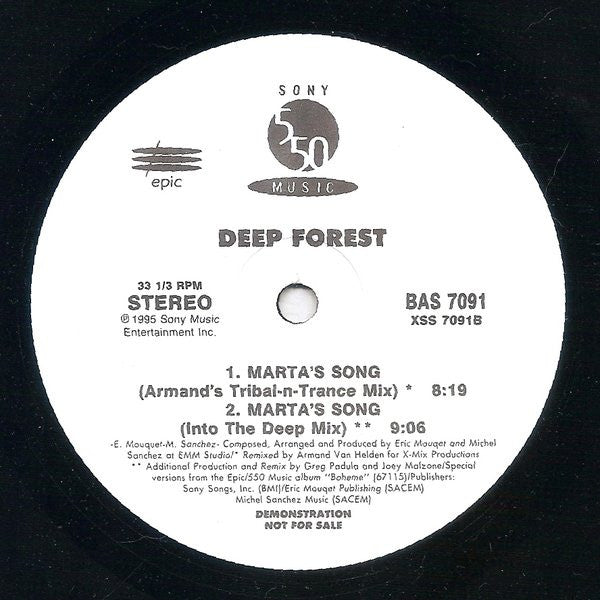 Deep Forest : Marta's Song (2x12", Promo)