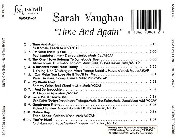 Sarah Vaughan : Time & Again (CD, Comp)