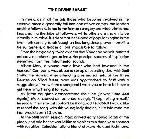 Sarah Vaughan : Time & Again (CD, Comp)