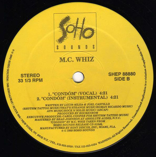 Lord Ishawn And The Bronx Outlaws / M.C. Whiz : Microphone Check / Condom (12", Maxi)
