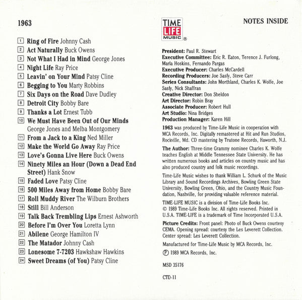 Various : Country USA 1963 (CD, Comp, RM)