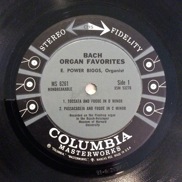 Johann Sebastian Bach : E. Power Biggs : Bach Organ Favorites (LP, Album, 1st)