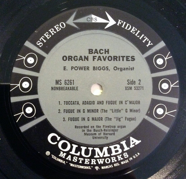 Johann Sebastian Bach : E. Power Biggs : Bach Organ Favorites (LP, Album, 1st)
