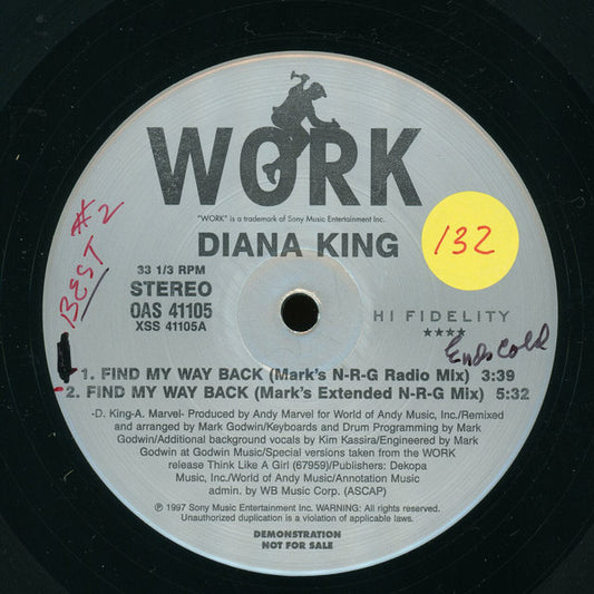 Diana King : Find My Way Back (12", Promo)