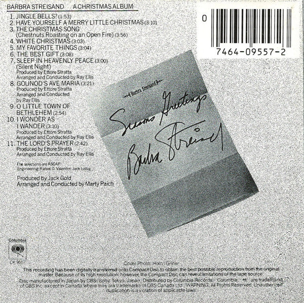 Barbra Streisand : A Christmas Album (CD, Album, RE, RM, RP)