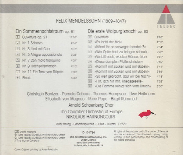 Felix Mendelssohn-Bartholdy, The Chamber Orchestra Of Europe, Nikolaus Harnoncourt : Ein Sommernachtstraum | Die Erste Walpurgisnacht (CD, Club, BMG)