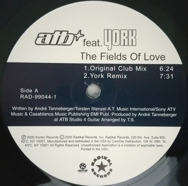 ATB Feat. York : The Fields Of Love (12")