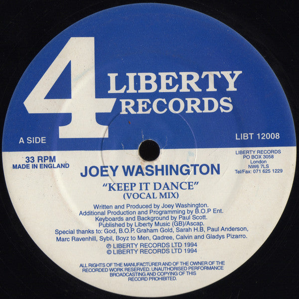 Joey Washington : Keep It Dance (12")