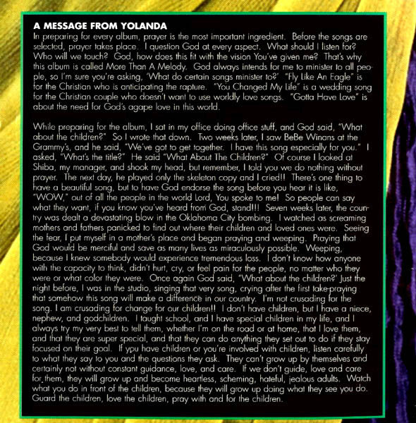 Yolanda Adams : More Than A Melody (CD, Album)