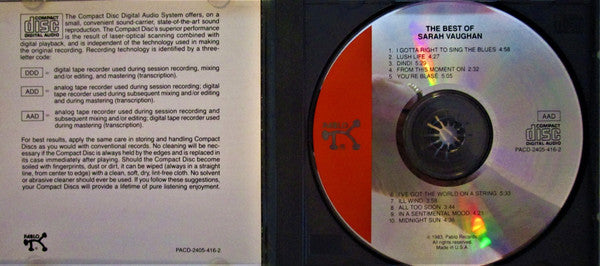 Sarah Vaughan : The Best Of Sarah Vaughan (CD, Comp)