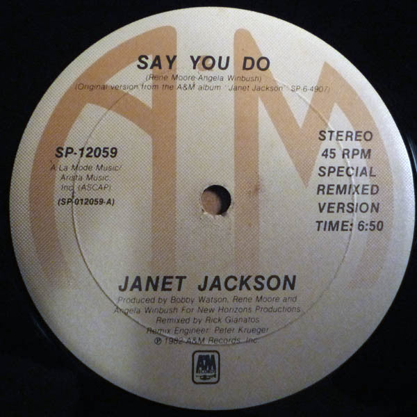 Janet Jackson : Say You Do (12")